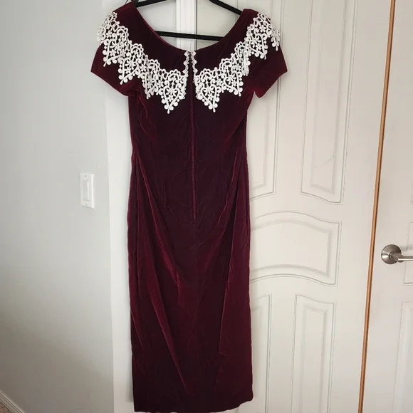 SOLD Scott McClintock Vintage Size 10 Velvet  Burgundy Formal Dress - Picture 7 of 10